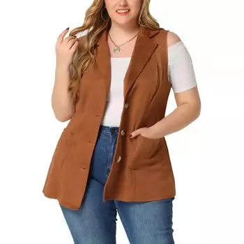 Женская модная куртка больших размеров, зимний замшевый жилет без рукавов Agnes Orinda, темно-коричневый