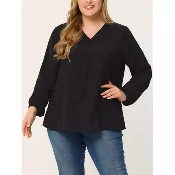 Женская модная рабочая шифоновая блузка больших размеров с длинными рукавами и лентой спереди Agnes Orinda