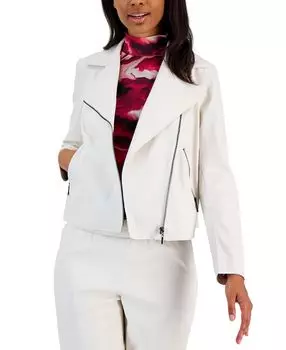 Женская мотоциклетная куртка из искусственной кожи на молнии спереди Anne Klein, мульти