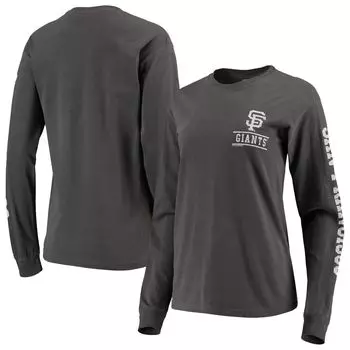 Женская мягкая, как виноград, черная футболка с длинными рукавами и пигментными красками San Francisco Giants
