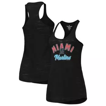 Женская мягкая, как виноград, черная майка Miami Marlins Tri-Blend Multi-Count