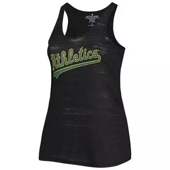Женская мягкая, как виноград, черная майка Oakland Athletics Swing for the Fences Tri-Blend Racerback