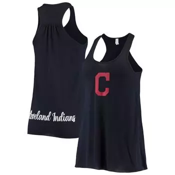 Женская мягкая как виноград темно-синяя майка Cleveland Indians спереди и сзади