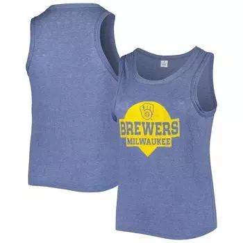 Женская мягкая, как виноград, темно-синяя майка Milwaukee Brewers большого размера с высоким воротом, тройная смесь