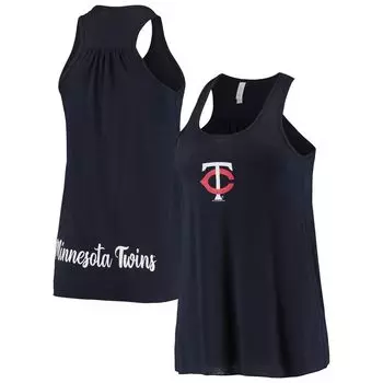 Женская мягкая как виноград темно-синяя майка Minnesota Twins спереди и сзади