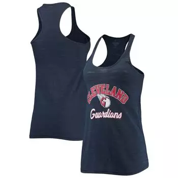 Женская мягкая, как виноград, темно-синяя майка Tri-Blend Cleveland Guardians Multicount Racerback Slub с овальным вырезом