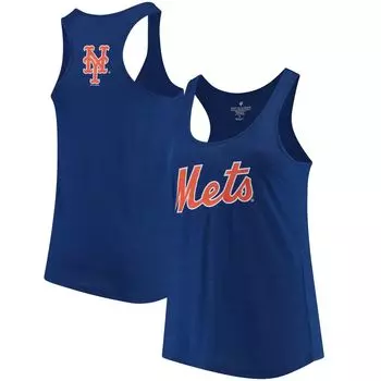 Женская мягкая как виноградина майка больших размеров Royal New York Mets с открытой спиной-борцовкой