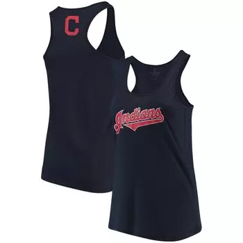 Женская мягкая как виноградина темно-синяя майка больших размеров Cleveland Indians Swing for the Fences с основным логотипом и майкой-борцовкой