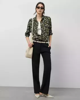 Женская мужская рубашка с принтом листьев Roberto Verino, чёрный