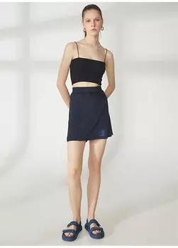 Женская мытая мини-юбка антрацитового цвета с нормальной талией Black On Black