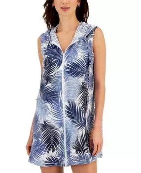 Женская накидка с капюшоном без рукавов с молнией во всю длину J Valdi, мульти