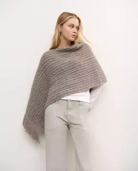 Женская накидка с косами и бахромой Brownie, светло-коричневый