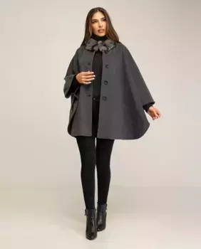 Женская накидка с ореховым мехом и воротником в полоску Boutique El Corte Ingls, серый