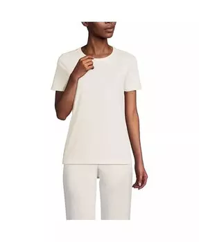 Женская непринужденная хлопковая футболка с круглым вырезом Supima Lands' End, белый