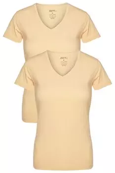 Женская нижняя рубашка из хлопка и лайкры с V-образным вырезом и короткими рукавами, 2 предмета 3227T TOLIN