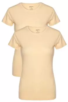 Женская нижняя рубашка из хлопка и лайкры с круглым вырезом и короткими рукавами, 2 предмета 3247T TOLIN