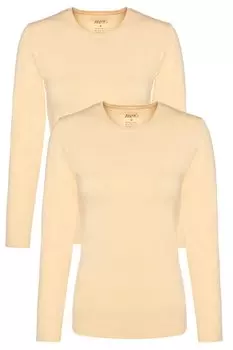 Женская нижняя рубашка из хлопка и лайкры с круглым вырезом и длинными рукавами, 2 предмета 6217T TOLIN