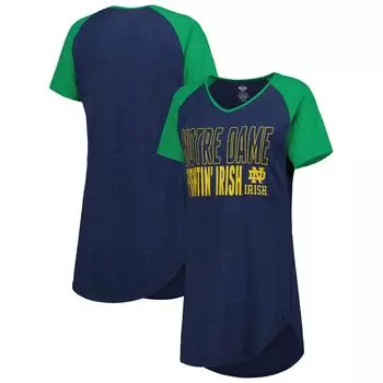 Женская ночная рубашка Concepts Sport Heather темно-синего/зеленого цвета Notre Dame Fighting Irish реглан с v-образным вырезом