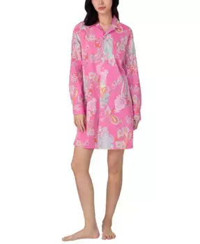 Женская ночная рубашка His Shirt с закатанными рукавами Lauren Ralph Lauren, розовый