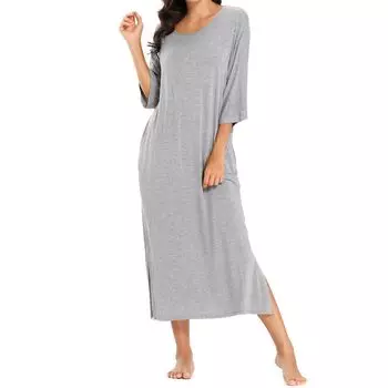Женская ночная рубашка, ночная рубашка с рукавом 3/4, ночная рубашка, платье-рубашка для сна cheibear