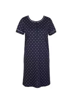 Женская ночная рубашка с короткими рукавами, длина 95см Night Lovers CALIDA, цвет Dark Lapis Blue