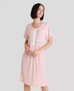 Женская ночная рубашка с короткими рукавами Lohe, розовый