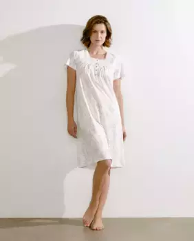 Женская ночная рубашка с принтом и кружевом и шнурками nfasis, синий