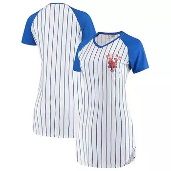 Женская ночная рубашка в тонкую полоску Concepts Sport White New York Mets Vigor