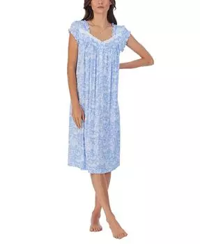 Женская ночная рубашка вальс с цветочным принтом и короткими рукавами Eileen West, синий