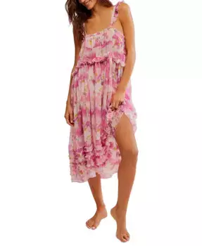 Женская ночная сорочка миди Moon Phase с принтом Free People, розовый