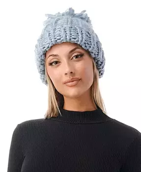 Женская объемная вязаная шапка с помпоном и манжетом Luxe Chunky Knit Pom Cuffed Beanie Marcus Adler, розовый