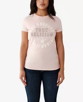 Женская облегающая футболка с круглым вырезом и кристаллами с коротким рукавом True Religion, мульти