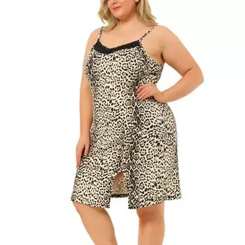 Женская облегающая пижама больших размеров с регулируемым ремешком и леопардовым принтом Agnes Orinda