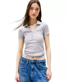 Женская облегающая поло с рубчиком Tommy Jeans, серый