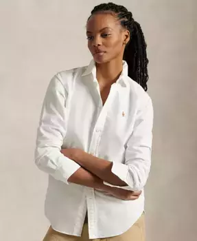 Женская облегающая полосатая рубашка Oxford Polo Ralph Lauren, белый