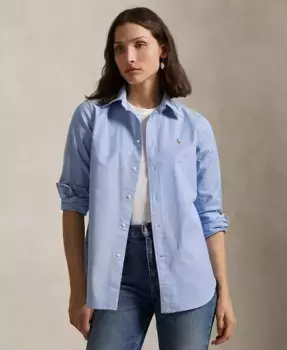 Женская облегающая рубашка Oxford с эластичной тканью Polo Ralph Lauren, синий