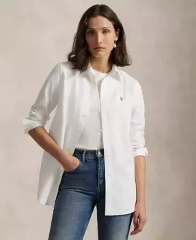 Женская облегающая рубашка Oxford с эластичной тканью Polo Ralph Lauren, белый
