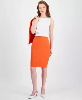 Женская облегающая юбка-карандаш из стрейч-креп Kasper, оранжевый