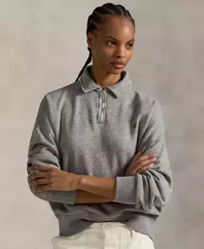 Женская облегченная флисовая толстовка с молнией на четверть Polo Ralph Lauren, серый