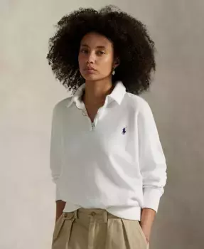 Женская облегченная флисовая толстовка с молнией на четверть Polo Ralph Lauren, белый