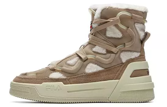 Кроссовки Lanvin X FILA Lanvin Skateboard Shoes Women's High-Top Beige/Coffee