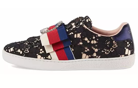 Кеды женские Gucci с кружевом, черный / белый