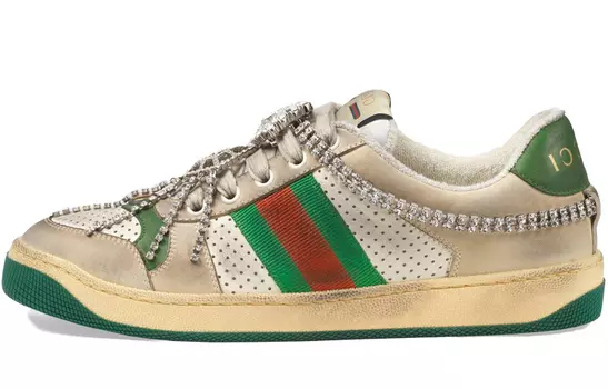 Кроссовки GUCCI Women's Screener 'Off White Green Crystals'