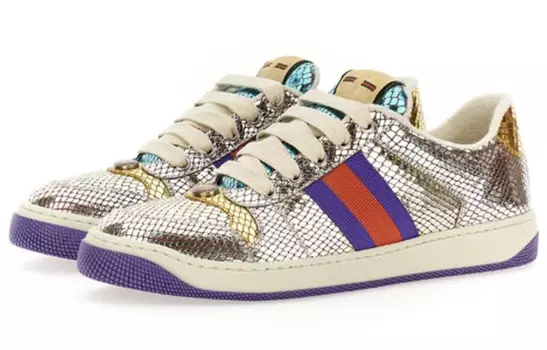 Кроссовки GUCCI Screener Skateboard Shoes Women's Low-Top Silver/Purple
