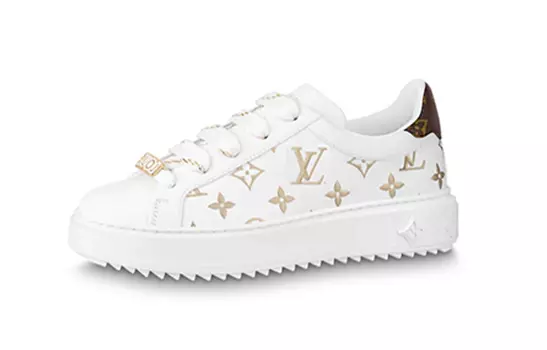 Кроссовки LOUIS VUITTON Time Out Debossed Monogram Leather White Gold Women's