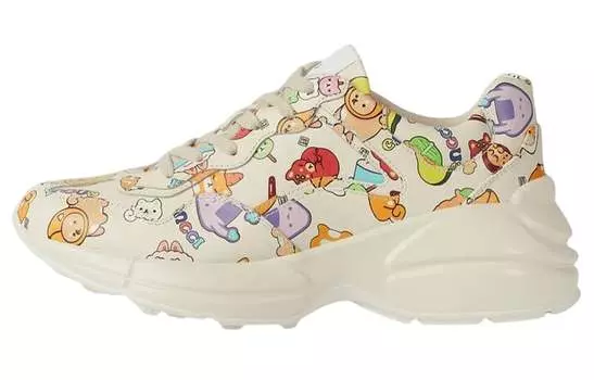Кроссовки женские Gucci Rhyton с рисунком, белый