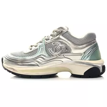 Женская обувь Lifestyle с низким верхом, серебристо-синяя Chanel