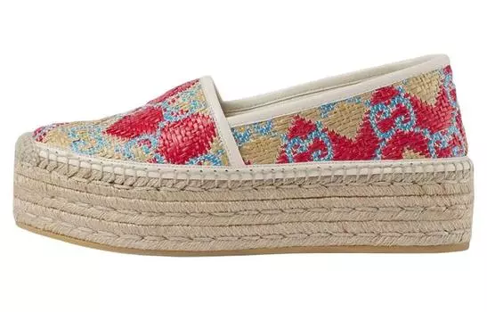 Эспадрильи женские Gucci на платформе, желто-красный