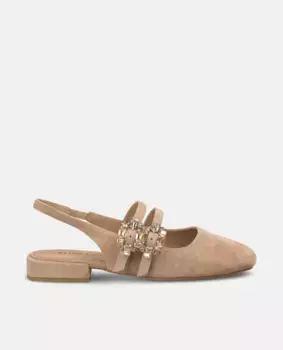 Женская обувь с двойной пряжкой и деталями из страз Alma en Pena, цвет Marrn claro
