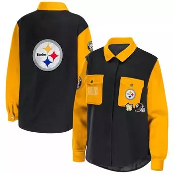 Женская одежда Erin Andrews Черная куртка-рубашка на пуговицах Pittsburgh Steelers